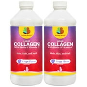 Beaver Brook Liquid Collagen 8,000mg   10,000 mcg Biotin - 16oz - 2 Pack