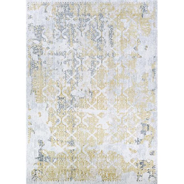 Couristan 51790747020030T 2 x 3 ft. Calinda Grand Damask Rectangle Area Rug - Gold, Silver & Ivory