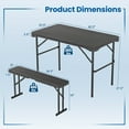 thumbnail image 3 of Gymax Ensemble de Table et Banc d'Extérieur, Ensemble de Table de Pique-Nique Pliable avec 2 Bancs, Cadre en Métal Robuste, 3 of 10