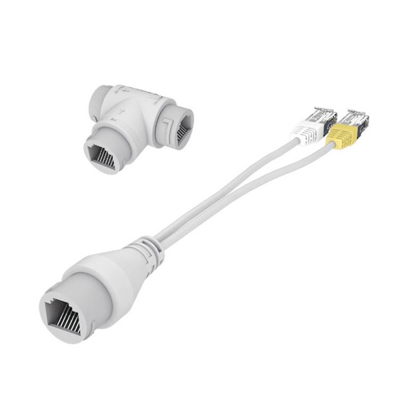 Three-way RJ45 2-in-1 Ethernet Adapter Cable Dual IPC Plug and Play Supports 4/8-core POE Cable Connector Splitter for Security Camera Install Accessories