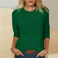 thumbnail image 2 of ZyeKqe 3/4 Sleeve T Shirts for Women Round Neck Summer Tops Solid Color Casual Comfy Tees, 2 of 5