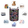 thumbnail image 6 of Balery Snake And Flower Round Laundry Basket with Handles Waterproof Freestanding Laundry Hamper for Clothes Toys in the Dorm and Family-, 6 of 8