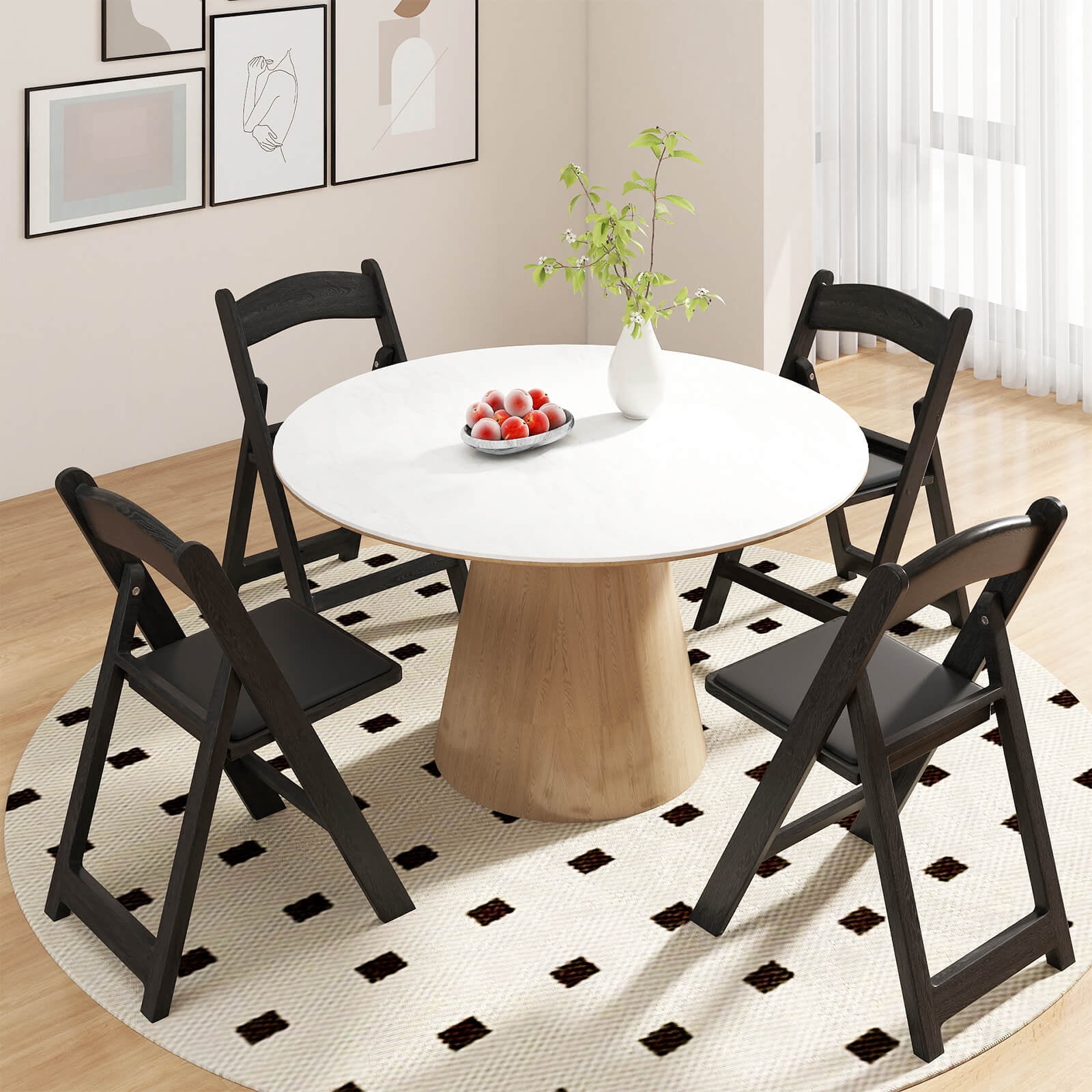 Costway 20 Pack Resin Folding Chairs with Padded Seat All-Weather Resin Frame Patio Black