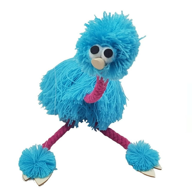 Juguete de marioneta YOUBLEK Avestruz hecho a mano, azul, para niños mayores de 5 años