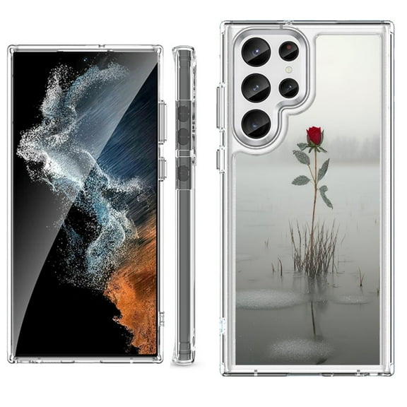 Shockproof Bumper Phone Case for Samsung Galaxy S23 Ultra 5G, by OneToughShield ® - Icy Rose