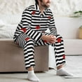 thumbnail image 7 of Fotbe Ladybugs on Black and White Striped Pattern Long Sleeve Pajama Set for Men,Sleepwear Set,2-piece Loungewear Set,Soft PJs Comfy Nightwear with Pockets-Medium, 7 of 7