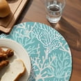 thumbnail image 3 of Teal Coral Coastal Round 13 Inch Placemats Set of 8, Ocean Nautical Seaside Beach HeatResistant Non Slip Place Mats for Dining Table, Wipeable Braided Kitchen Table Mats for Housewarming, 3 of 9