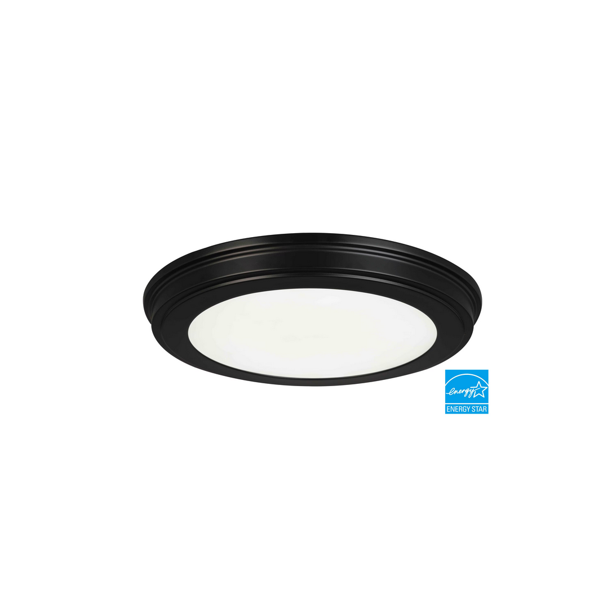 13 in. Matte Black 3CCT LED Round Flush Mount, Low Profile Ceiling