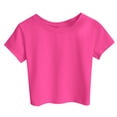 thumbnail image 3 of Outfmvch crop tops for women Cotton Crop Tops graphic tees for women short sleeve crop tshirts shirts for women Crop T-Shirt work tops for women tops for women compression shirt Pink M, 3 of 4