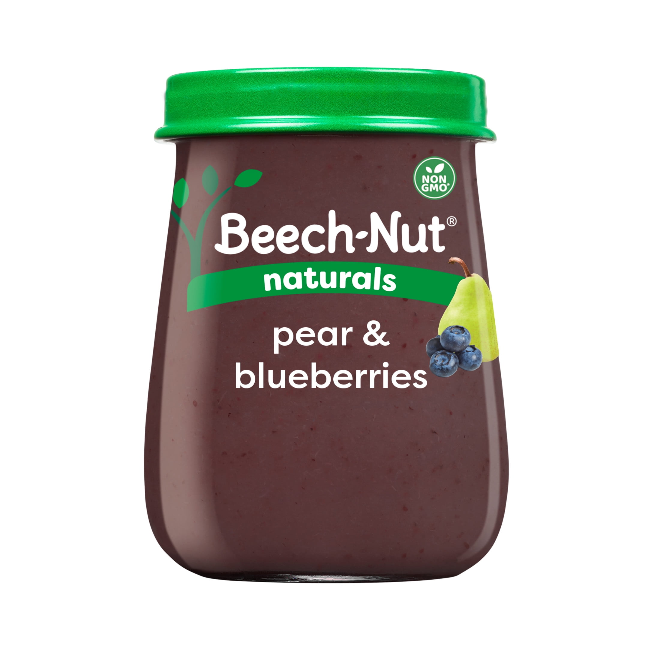 (6 pack) Beech-Nut Naturals Stage 2 Baby Food, Pear & Blueberries, 4 oz Jar