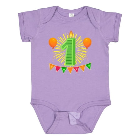 

Inktastic First Birthday Party Candle Boys or Girls Baby Bodysuit