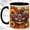 Black, variant on Purple Carved Pumpkin Coffee Mug, Autumn Floral Mug, Ceramic 11 oz