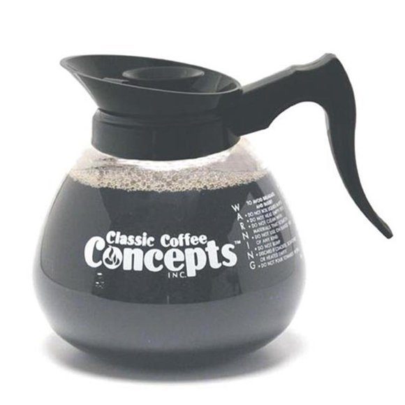 Classic Concepts  12 Cup Glass Decanter for Regular Coffee, Black