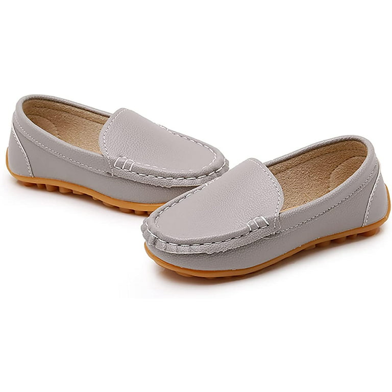 Gætte Uventet videnskabelig Boys Girls Leather Loafers Slip-On Oxford Flats Boat Dress Schooling Daily  Walking Shoes(Toddler/Little Kids) - Walmart.com