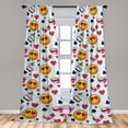 thumbnail image 4 of Ambesonne Emoji Curtains, Alice Inspirations Pots Faces, Pair of 28"x84", Soft Blue Mustard, 4 of 5