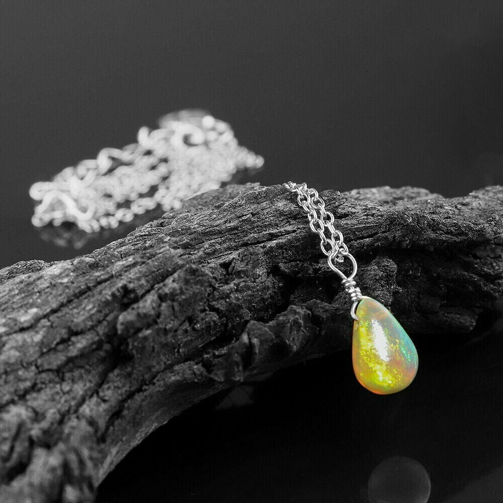 opal pendant gemstone necklace opal jewellery Ethiopian opal necklace textured necklace circle silver necklace silver pendant