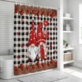 thumbnail image 6 of Valentine's Day Bathroom Shower Curtains with 12 Hooks Polyester Waterproof Shower Curtain for Stalls and Bathtubs Retro Gnomes Love Rose Wooden Plaid Decorative Bathroom Privacy Curtain 72x78 Inches, 6 of 9