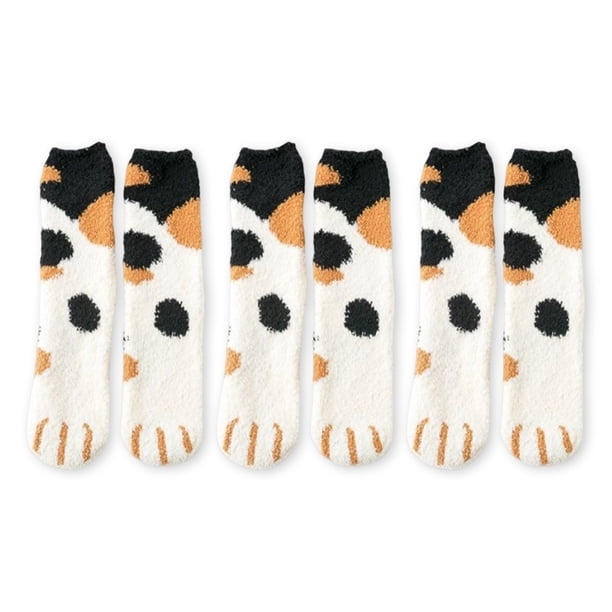 Minnieouse 3 pares de calcetines de suelo lindos animales de dibujos animados cómodos suaves lindos lavables reutilizables invierno otoño dormir hogar Medias Negro cálido Minnieouse AP013458-03