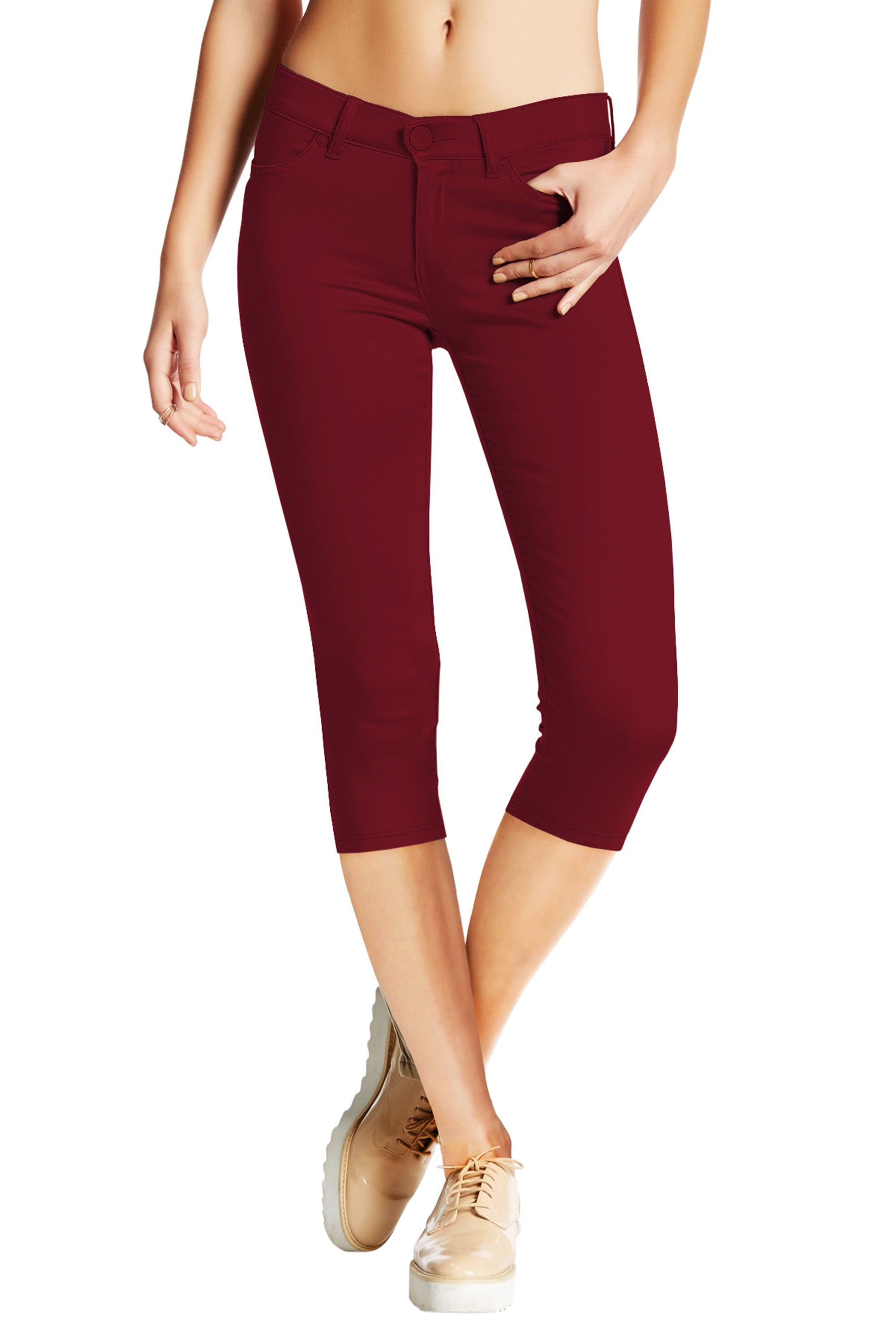 Women's Hyper Stretch Denim Capri Jeans Q44876X Wine 2X