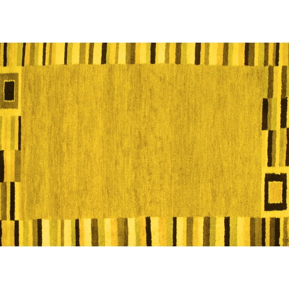 Ahgly Company Indoor Rectangle Abstract Yellow Contemporary Area Rugs, 5' x 7'