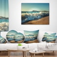 thumbnail image 3 of Designart Stormy Waves Hitting Beach Sand - Modern Beach Throw Pillow - 18x18, 3 of 4