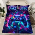 thumbnail image 2 of Castle Fairy Video Game 3pcs Twin Sheet Sets,Game Console Twin Fitted Sheet,Neon Lights Breathable Flat Sheet,Microfiber Boys Bedroom Decor, 2 of 7