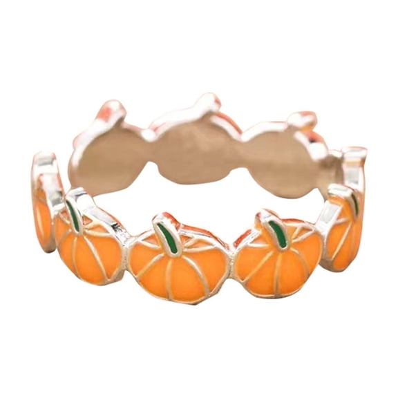 Jierger New Models of Jewelry In Europe and The United States Personalized Halloween Oil Drop Pumpkin Open Ring Net Red Female Finger Ring for Halloween Christmas Valentine Party Birthday Gift