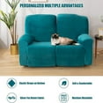 thumbnail image 4 of Eurhowing 2-Seater Recliner Sofa Cover, Stretch Velvet Reclining Loveseat Slipcover with Pockets, Furniture Protector for Pets & Kids, Green, 4 of 8