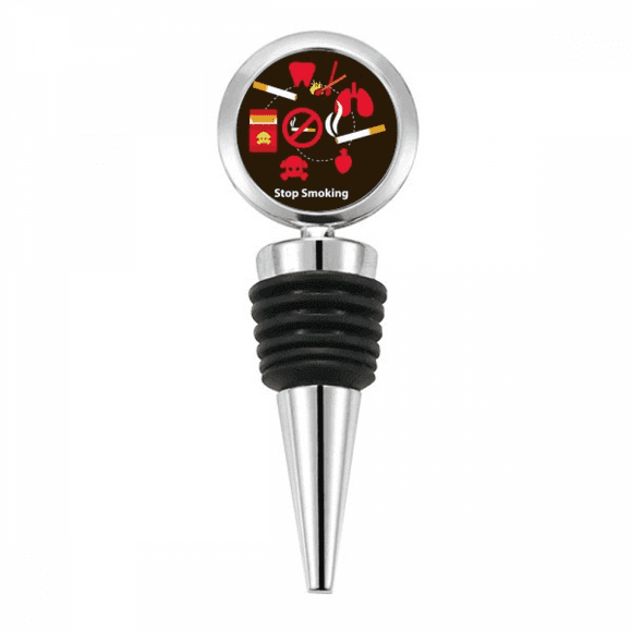 Logo Stop Smoking Art Deco Fashion Bottle Stopper Stainless Steel Rubber Reusable