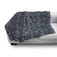thumbnail image 2 of Floral Soft Flannel Fleece Throw Blanket, Botanical Concept Illustration of Flowers and Herbs, Cozy Plush for Indoor and Outdoor Use, 70" x 90", Petrol Blue Peach, by Ambesonne, 2 of 5