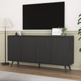 thumbnail image 4 of Rumiiro 59" Black Sideboard Cabinet Vertical Stripe, 4 Doors, Legged Design, Adjustable Shelves, Soft-Close Doors, 4 of 10