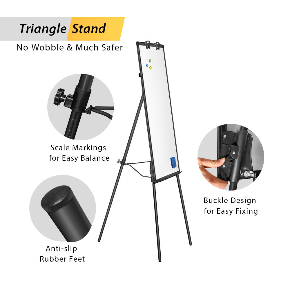 Easel Whiteboard - Maxtek Magnetic Portable Dry Erase Board 36 x 24, Tripod Height Adjustable, Flipchart Easel Stand White Board for Office or Teaching at Home & Classroom(Black)