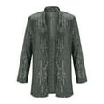 thumbnail image 3 of Women's Sequins Open Front Jacket, Long Sleeve Glitter Cardigan, Shiny Lapel Coat, Lightweight Outerwear, Casual Evening Wear, Fall Winter Sparkly Cover-Up Blackish Green, 3 of 7