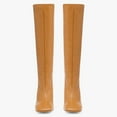 thumbnail image 4 of FSJ Women Stylish Chain High Heel Knee High Boots Rounded Closed Toe Side Zip Wide Calf Boots Fashion Casual Outing Shoes Size 7 Brown, 4 of 4