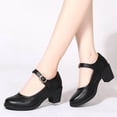 thumbnail image 2 of Heiheiup Women Casual Shoes Fashionable New Pattern Simple And Pure Color Round Toe Buckle Strap Low Heel Thick Heel Comfortable Shoes, 2 of 9