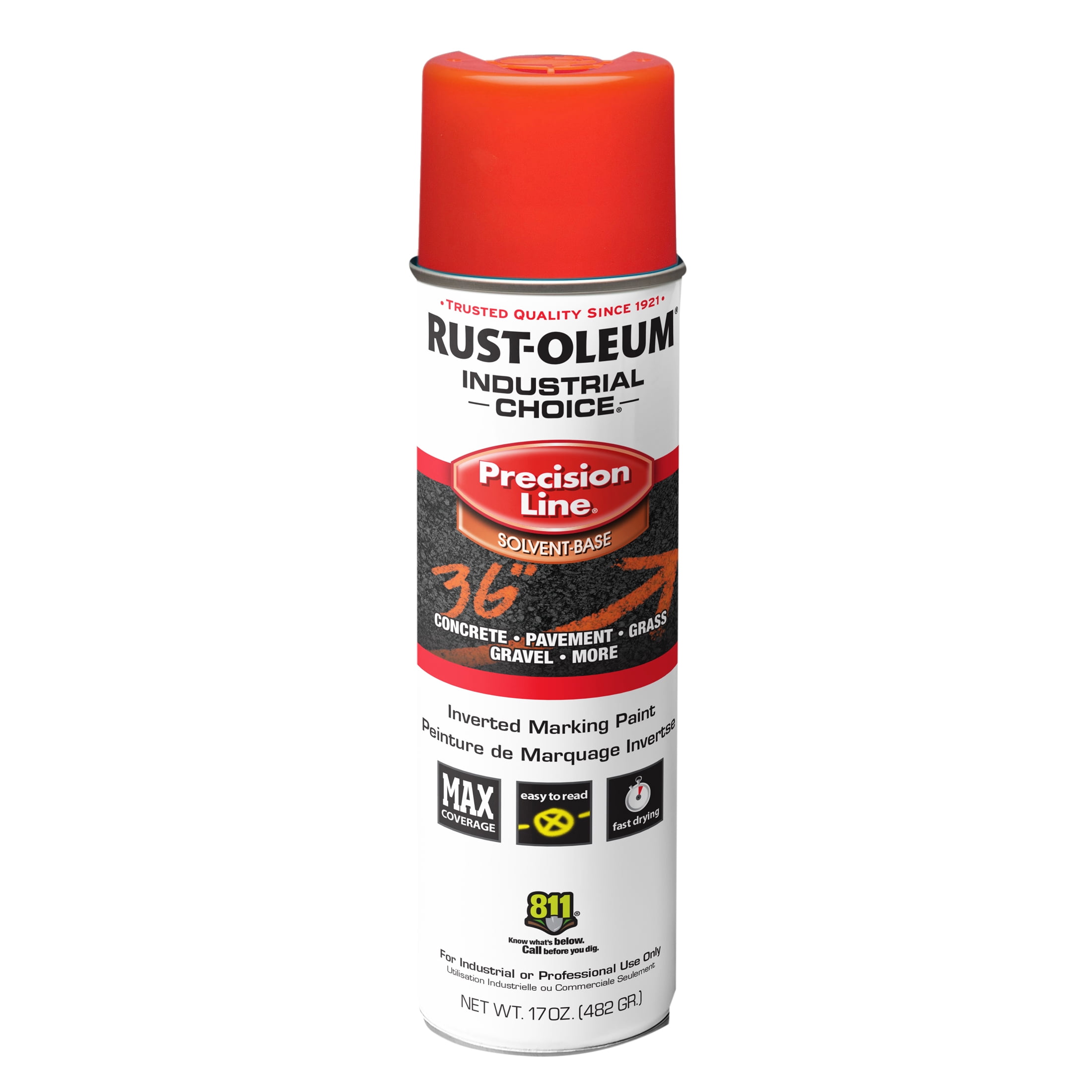 12 Pack, Fluorescent Red, Rust-Oleum Precision Line Marking Flat Spray Paint- 17 oz