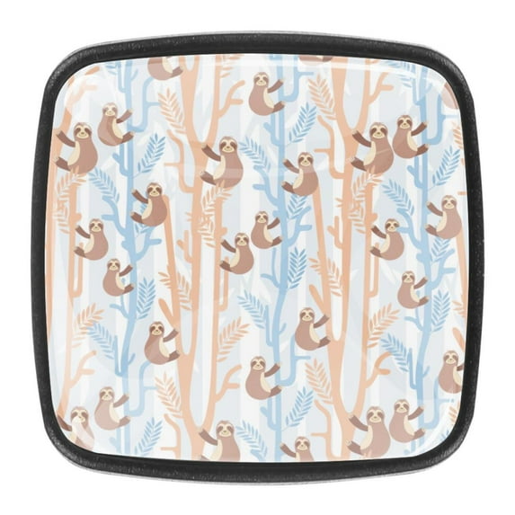 4 Pcs Square Cabinet Handle Cupboard Knob Drawer Pulls Handle Sloth Drawer Knobs with Screws Furniture Decoration