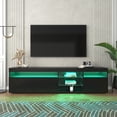 thumbnail image 2 of HMSHA Modern Black TV Cabinet 70.8 Inch with USB LED Lighting,High Gloss Front Media Console with 3 Doors,Matte Finish TV Stand with Storage for Living Room and Dining Room, 2 of 12