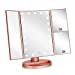 thumbnail image 3 of Flymiro Tri-fold Lighted Vanity Makeup Mirror with 3x/2x Magnification,21 LEDs Light and Touch Screen,180 Degree Free Rotation Countertop Cosmetic Mirror,Travel Makeup Mirror (Rose Gold), 3 of 10