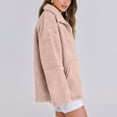 thumbnail image 4 of Ftwytp Women's Solid Winter Jackets Warm Faux Cozy Coats Long Sleeve Lapel Fleece Jacket with Pockets Casual Trendy Outerwear Winter Thermal Fluffy Overcoat, 4 of 8