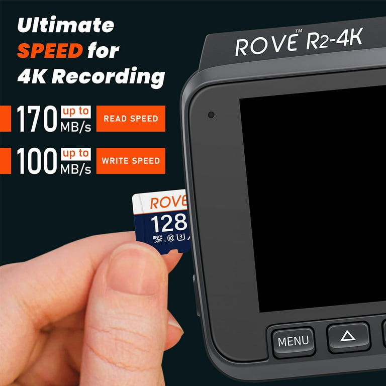 ROVE R2-4K PRO Dash Cam | Hardwire Kit | 128GB Micro SD Card