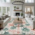thumbnail image 3 of Rectangle Area Rugs 5 x 8 Ft, Sage Green Red Coral Non-Slip Residential Carpet, Coastal Nautical Summer Beach Indoor Crawling Mats Runner Rugs for Living Room/Dining Room/Bedroom, 3 of 8