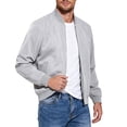 thumbnail image 2 of GrmtClth Mens Bomber Jacket Lightweight Casual Golf Windbreaker Spring Fall Full Zip Up Outerwear Jackets for Men with Pockets Light Gray L, 2 of 8