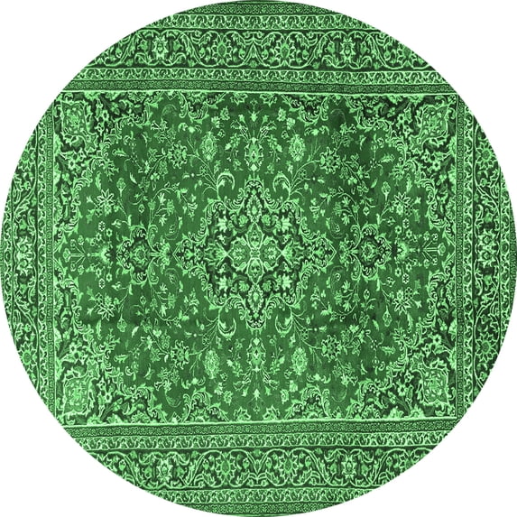 Ahgly Company Indoor Round Persian Emerald Green Traditional Area Rugs, 8' Round