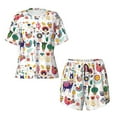 thumbnail image 4 of Qekee Alpaca Flower Women's Pajama Set Short Sleeve Sleepwear Summer Home Wear with Pockets Soft Short Sleeve Shirt - Alpaca Flower, 4 of 9