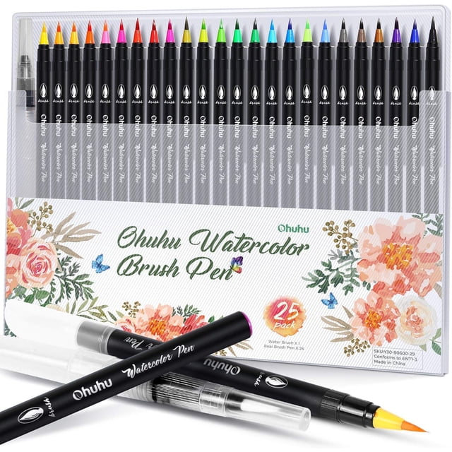 Rotuladores de acuarela Ohuhu, 24 colores, con bolígrafo Blending Aqua