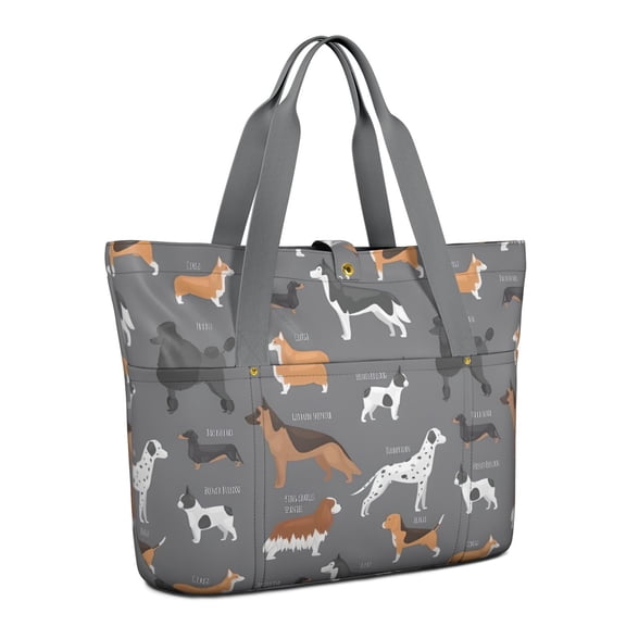 Tote Bag for Women - Dalmatian Corgi Bulldog Shoulder Bag - Large Utility Work Duffle Bag with Zipper Handbag for Travel, Work, Sprots