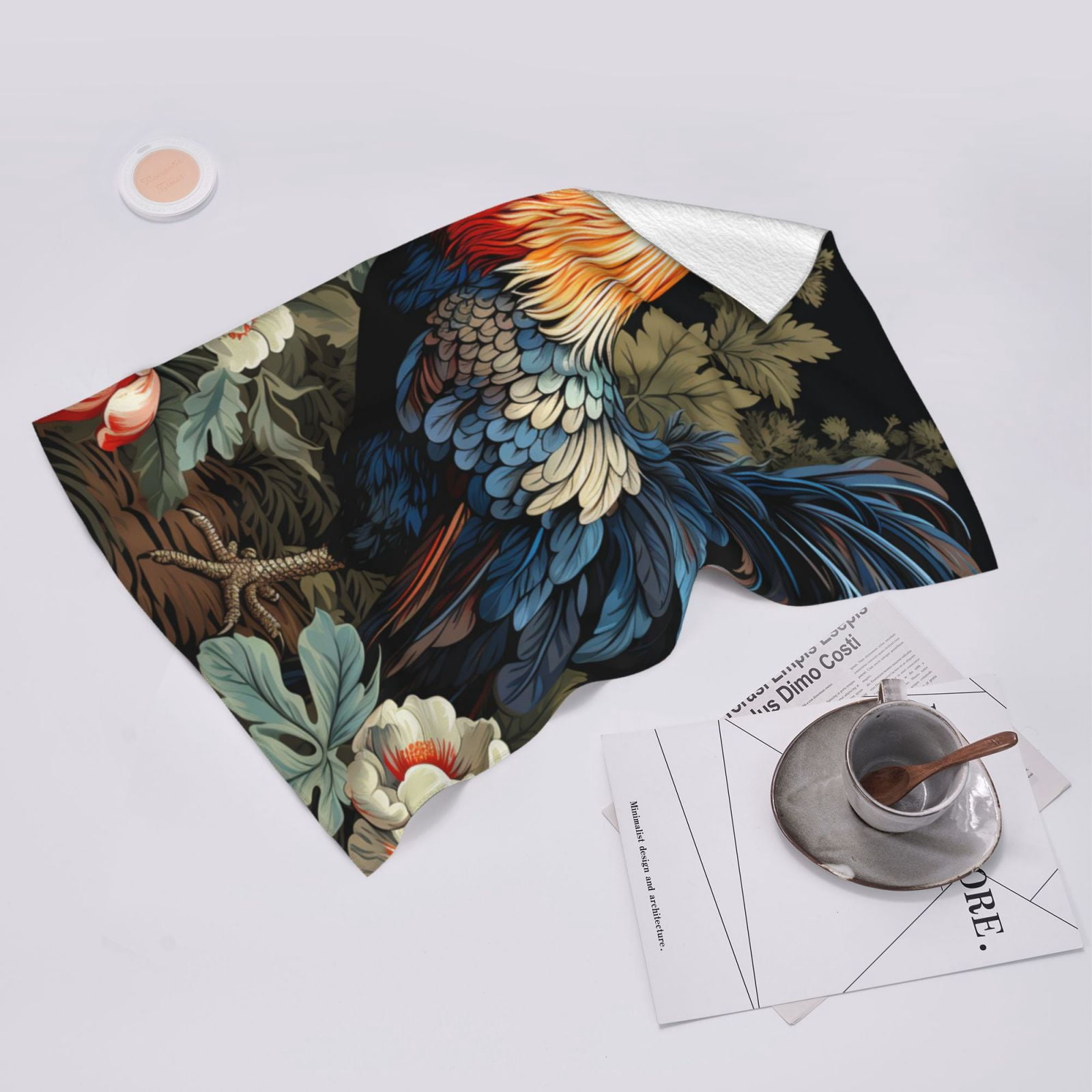 Rooster Vintage Black 27.5" x 16" Ultra Soft Hand Towel, Face Wash Cloth for Bathroom, Gym, Travel, Pool