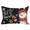 thumbnail image 2 of Christmas Snowman Throw Pillow Covers, Xmas Winter Snowflake Classic Black Soft Breathable Pillow Cases with Invisible Zipper for Sleeping, Small Pillowcases for Couch Bed Sofa Chair 16x24 Inches, 2 of 6