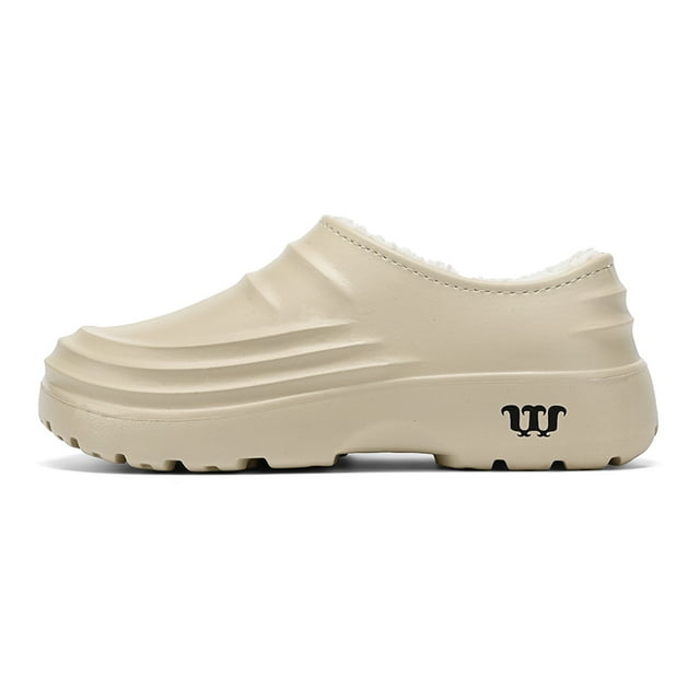 Pantoufles d'Hiver pour Hommes Doublées de Velours, Chaudes, Imperméables, Légères, Chaussures de Cuisine pour Chef, Résistantes à l'Usure, Pantoufle de Travail pour la Maison, Semelle Souple pour Homme tzw